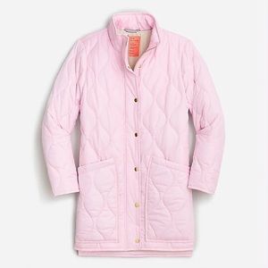 Quilted cocoon puffer coat in frosty lavender